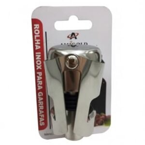 Rolha Tampa para Garrafa de Vinho e Champagne, Aço Inox com Vedação em Borracha, Pressão a Vácuo, 3,5 x 3,5 cm (Vinhos)