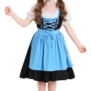 Happy Cherry Vestido feminino Oktoberfest Dirndl tradicional alemão bávaro festival de cerveja roupas 3-16 anos, Azul, PP (Cervejas)