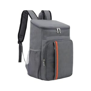 Mochila Térmica Premium, 23 Litros, Preta com Detalhe Laranja, Impermeável, Material Oxford, para Praia, Verão, Cerveja, Piquenique (Cinza) (Cervejas)