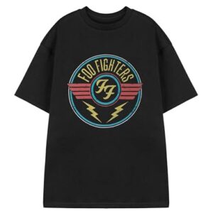 Foo Fighters Camiseta masculina | Manga curta preta relâmpago | Camiseta gráfica para fãs de música | Mercadoria oficial da banda de rock, Preto, M (CDs)