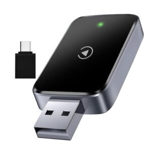 Adaptador Sem Fio Apple CarPlay e Android Auto – Wi-Fi 5,8GHz, Bluetooth 5.3, Plug and Play, Conexão Rápida e Estável, Compatível com iPhone e Android, USB-A/USB-C, Atualização OAT (Equipamentos)