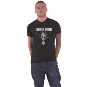 Camiseta Linkin Park com logotipo da banda de máscara de gás oficial unissex preta, Preto, M (CDs)