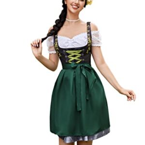 GloryStar Vestido feminino Dirndl alemão tradicional bávaro jardim de cerveja verde 3 peças Oktoberfest fantasias amarelo G (Cervejas)