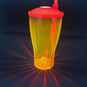 Kit 2 Copos com LED RGB 600ml | Efeito Raio | Exclusivo | Tampa Iluminada(LARANJA) (Cervejas)