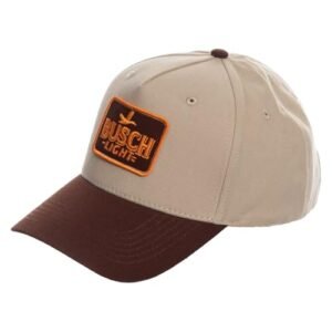 Calhoun Boné masculino Busch Light Structured Baseball – Boné snapback ajustável oficialmente licenciado bege (Cervejas)