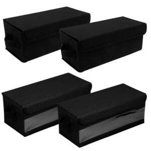 ZJRDYYK Pacote com 4 caixas de armazenamento de CD com tampas e zíper, organizador de DVD para Blu-Ray, capas de filmes, caixa VHS, discos de videogame, álbuns, livros, 36 x 16 x 14 cm (CDs)