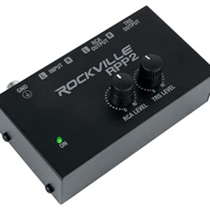 Rockville Pré-amplificador Phono RPP2, converte Phono para RCA de nível de linha, áudio de baixo ruído, construção de metal durável, design compacto, para entusiastas de discos de vinil (Equipamentos)