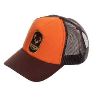 Calhoun Boné masculino Busch Light Hunting Trucker – Boné de beisebol de malha laranja oficialmente licenciado com logotipo bordado, snapback ajustável ao ar livre (Cervejas)