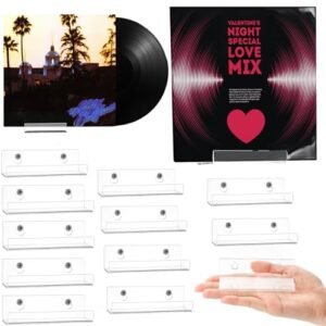 ZOOFOX Suporte de parede para estante de disco de vinil, suporte de parede de 10 cm com ferragens de instalação, suporte de disco de acrílico flutuante transparente para exibir sua audição diária de (Equipamentos)