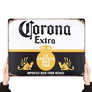 TINSIGNS Corona Cerveja Extra Homem Caverna Decoração Placa de metal Álcool Casa Festa Bar Retrô Vintage Placas, 12.5X16IN (Cervejas)