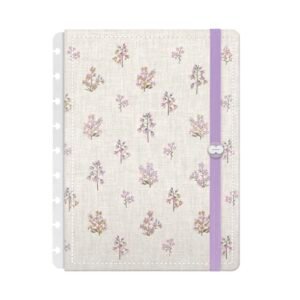 Capa e Contracapa Iscool Disc Para Caderno M Entrepontos Floral Lilás e Rosa (Discos de Vinil)