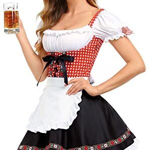 HiZiTi Fantasias femininas da Oktoberfest, vestidos Dirndl, 2 peças, vestidos alemães para Oktoberfest Festival, fantasia bávara, cerveja, carnaval, P (Cervejas)