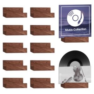 Suporte de disco de vinil de 6 cm, 10 peças, suporte de parede flutuante de madeira para álbum, suporte de disco de parede, prateleiras de disco de vinil, para exibição diária de CDs, LP e decoração (Equipamentos)