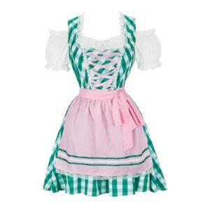 Zhitunemi Dirndl Vestidos femininos Oktoberfest fantasia feminina cerveja meninas vestidos alemães para roupa Oktoberfest, Verde 32020, XX-Large (Cervejas)