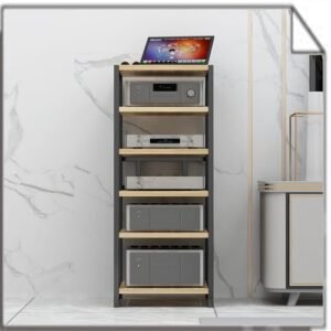 Suporte de mídia HiFi 4/5/6 níveis componentes de entretenimento gabinete amplificador rack ajustável toca-discos móvel torre rack de áudio (nogueira clara, 100 cm/39,4 pol) (Equipamentos)