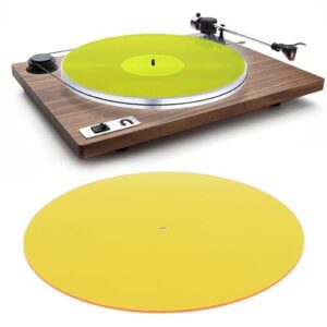 Tapete para toca-discos, acrílico transparente, 30,5 cm para desempenho de baixo ruído, escritório em casa (amarelo) (Equipamentos)