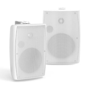 Herdio Alto-falantes externos passivos de 13,3 cm, à prova d'água, com fio, alto-falantes de montagem na parede de 300 W com som superior, suportes duplos giratórios para pátio/deck/quintal (par (Equipamentos)