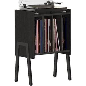 TUTOTAK Suporte para toca-discos, mesa de armazenamento de discos, mesa de canto com suporte de vinil, mesa lateral, suporte para toca-discos, mesa de cabeceira (preto) (Equipamentos)