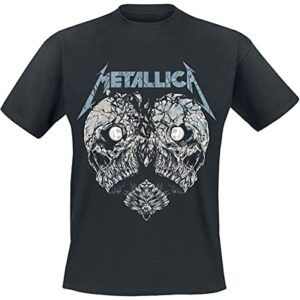 Metallica Camiseta masculina oficial de caveira com coração partido preta, Preto, GG (CDs)
