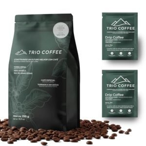 Kit Café Especial em Grãos 250 g + 2 Drip Coffee Unidade | TRIO COFFEE | 100% Arábica, Frescor e Praticidade (Café)