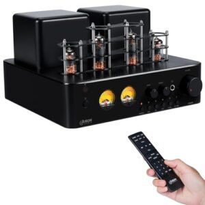 Juson Audio JTA50 Amplificador de som AV Receiver valvulado Hifi Amp de nível básico com BT 5.0,remoto, AUX, COAX, entrada Phono e USB, saída de subwoofer, 2.1 canais para toca-discos (JTA50-BR) (Equipamentos)