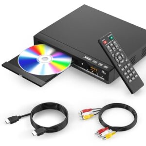 Leitores de DVD para TV com HDMI, reproduz todas as regiões e formatos, leitor de CD para casa, suporta vídeo/CD/DVD/VCD/JPEG/USB, controle remoto, cabos HDMI e RCA incluídos (versão normal) (CDs)