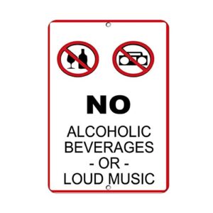 Sinal de aviso sem bebidas alcoólicas ou música alta sinal de segurança sinal de negócios 30 x 20 cm placa de alumínio metal estanho (Cervejas)