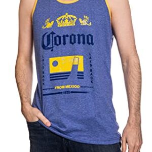 Regata masculina Corona Laid Back, Azul mesclado, Small (Cervejas)