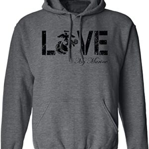 zerogravitee Moletom com capuz LOVE my Marine em cinza esportivo, Cinza escuro, Small (CDs)