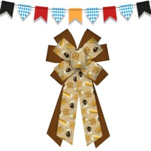 ABTOLS Arcos grandes da Oktoberfest, guirlanda de festa de cerveja alemã bávara, laços marrons para porta da frente, enfeite de serapilheira de pretzels Oktoberfest, enfeite de árvore para festa de (Cervejas)