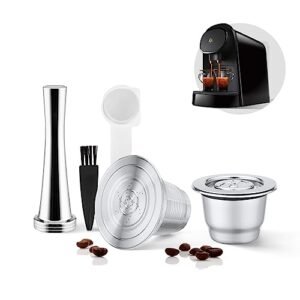 HAILASRE 2 cápsulas de café reutilizáveis de aço inoxidável compatíveis com L'OR Barista LM8012 / 60, cápsulas de café recarregáveis de metal L'or Espresso com adulteração (grande e pequena) (Café)