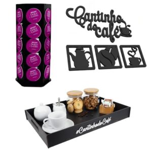 Bandeja Preta Dolce Gust@ Giratório 30 Cápsulas Placa Cantinho do Café Brilhante Kit completo DG Suporte Cápsulas (Café)