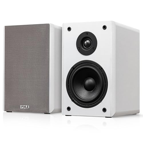 Pyle Alto-falantes de estante de 13,3 cm, par de alto-falantes de estante com fio com suporte de parede, Home Theater HiFi bidirecional com cone de papel, tweeter de domo macio, design compacto, 29 x (Equipamentos)