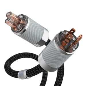 Cabo de alimentação HiFi para audiófilo e cabo de alimentação principal de CA dos EUA. EUA 10 AWG, conector fêmea NEMA 5-15P de fibra de carbono vermelho de cobre puro IEC320-C13 C15, 125 V/15 A para (Equipamentos)