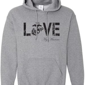 zerogravitee Moletom com capuz LOVE my Marine em cinza esportivo, Cinza escuro, XX-Large (CDs)