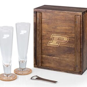 PICNIC TIME NCAA Purdue Boilermakers Pilsner Conjunto de cerveja artesanal com 2 copos de cerveja, presente para amantes de cerveja (madeira de acácia) (Cervejas)