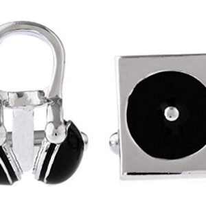 Fones de ouvido MRCUFF toca-discos DJ Radio Record Player Par de abotoaduras em caixa de presente e pano de polimento - MRCUFF (Equipamentos)