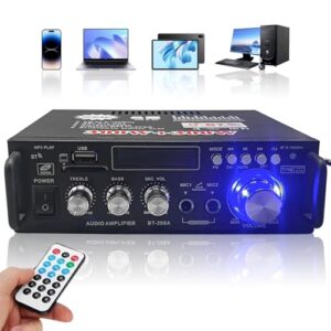 Amplificador de Som, Receiver Amplificador de Voz Áudio Digital Bluetooth 5.0, 300W+300W, Rádio FM Estéreo, Entrada AC 110V/DC12V (Equipamentos)