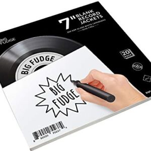 BIG FUDGE Jaquetas de álbum Pro Blank – 18 cm x branco – 20 capas para discos de vinil (350 gsm) – capa de álbum para discos com mangas internas e externas (CDs)