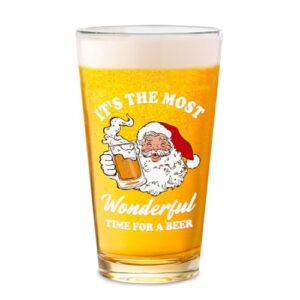 Copo de cerveja de Natal engraçado para homens e mulheres, copos de vidro de 473 ml, presentes de elefante branco para pai, marido, filho, avô, copo de vidro de Natal, suprimentos de festa, decoração (Cervejas)