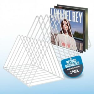 Skywin Organizador de discos, 2 unidades de armazenamento de vinil, organizador de arquivos triangular para mesa, classificação de discos de vinil comporta até 60 álbuns, suporte de revista que (Equipamentos)