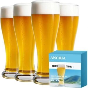 ANCRIA Copos de cerveja Pilsner 525 g Conjunto de 4 copos de cerveja artesanais Copos de cerveja para bar doméstico, copos de vidro (Cervejas)