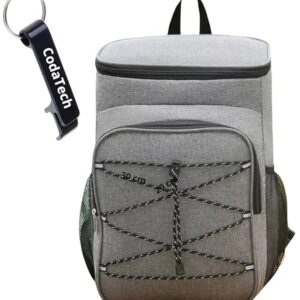 Mochila Térmica Cooler GRANDE 25L: Cerveja GELADA por HORAS Refrigera por até 18H! Impermeável Ideal para Praia, Camping & Churrascos, com Chaveiro ABRIDOR DE GARRAFA (CINZA) (Cervejas)