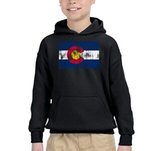 FOECBIR Old Colorado Flag Cotton Hoodie Long Sleeve Pocket Sweatshirts for Boys' Black (CDs)