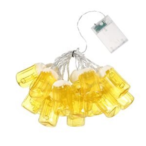 10FT 20LED Luzes de corda para caneca de cerveja de Natal Luzes de fadas decorativas Luzes suspensas de LED sempre acesas e modo de luz piscante para festivais Festas de carnaval de Páscoa type1 (Cervejas)