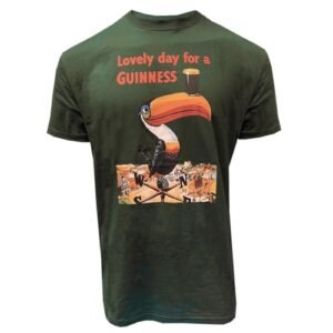 Guinness Camiseta Lovely Day for a Tucan - Camiseta verde garrafa, verde garrafa, pequena, patchwork verde/palma, XL (Cervejas)