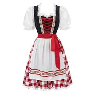 Lehauya Oktoberfest Fantasia feminina bávara alemã cerveja vestido Dirndl vestido Oktoberfest, Preto, vermelho, GG (Cervejas)