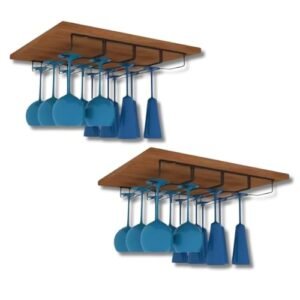 Kit com 2 Suporte Organizador para Taças de Vinho e Champanhe Suspenso Preto Aço Reforçado Acomoda 24 Taças Ideal para Prateleira Armário de Cozinha ou Bar Porta Taças (Vinhos)
