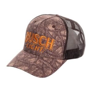 Calhoun Boné masculino Busch Light Camo Trucker – Boné de beisebol de malha oficialmente licenciado nas costas com logotipo bordado, snapback ajustável ao ar livre (Cervejas)