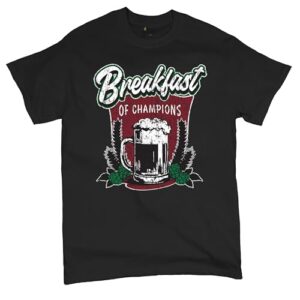 Camiseta masculina Breakfast of Champions Caneca de cerveja cannabis Stoner Weed 420 Marijuana Kush Alcohol Brew Craft Camiseta masculina, Preto, M (Cervejas)